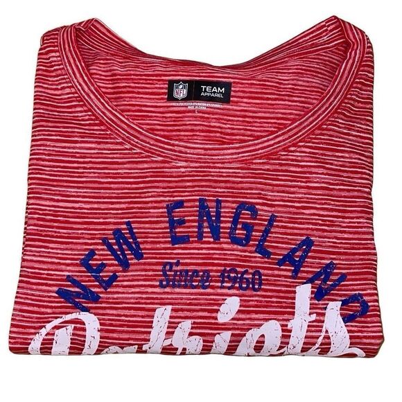NFL Team Apparel Womens New England Patriots Space Dye T-Shirt Red Size Large - Picture 4 of 8